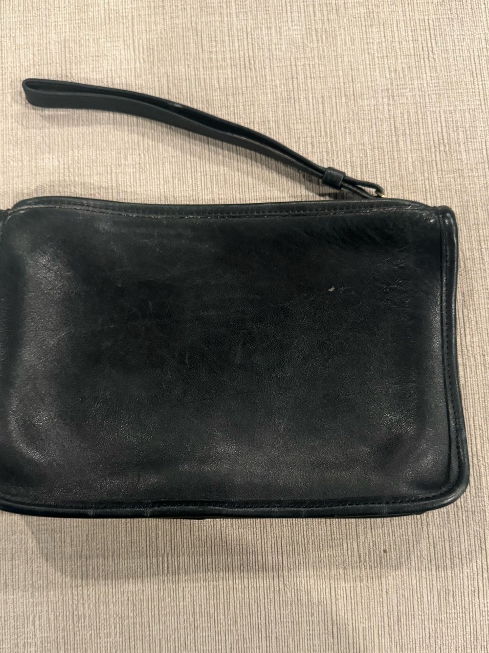 Vintage Coach Zip Top Clutch #9972 Black Leather Travel Folio USA 1990s